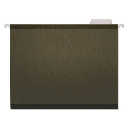  | Universal UNV24115 1/5 Cut Tab Letter Size Deluxe Reinforced Recycled Hanging File Folders - Standard Green (25/Box) image number 0