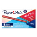 Pens | Paper Mate 2124517 Fine 0.8 mm Write Bros. Stick Ballpoint Pen - Red Ink/Barrel (1-Dozen) image number 6