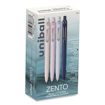 uni-ball Medium 0.7 mm Zento Retractable Gel Pen - Black Ink, Assorted Barrel (1-Dozen)