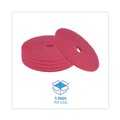Cleaning & Janitorial Accessories | Boardwalk BWK4021RED 21 in. Diameter Buffing Floor Pads - Red (5/Carton) image number 3