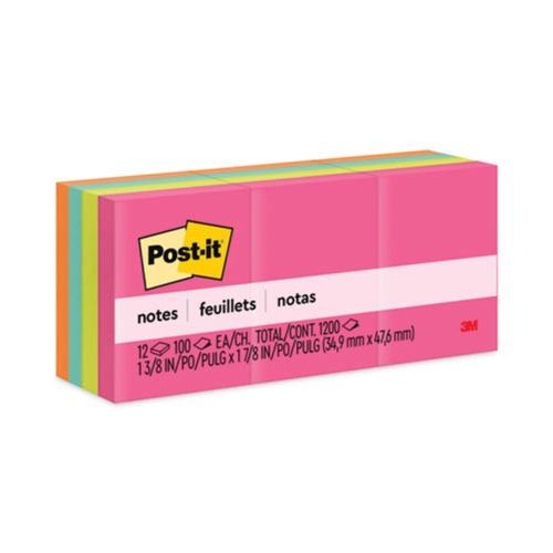 Office Jansan | Post-it Notes 653AN 1.38 in. x 1.88 in. Original Pads - Poptimistic Collection (100-Sheets/Pad, 12-Pads/Pack) image number 0