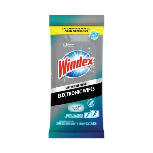 Office Jansan | Windex 319248EA 25 Wipes 1-Ply 7 in. x 10 in. Electronics Cleaner - Neutral Scent, White image number 0