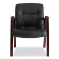  | Alera ALEMA43ALS10M Madaris Series 25.39 in. x 25.98 in. x 35.62 in. Bonded Leather Guest Chair with Wood Trim Legs - Black Seat/Back/Mahogany Base image number 0