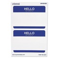 Label & Badge Holders | Universal UNV39105 3-1/2 in. x 2-1/4 in. Self-Adhesive 'Hello' Name Badges - White/Blue (100/Pack) image number 1