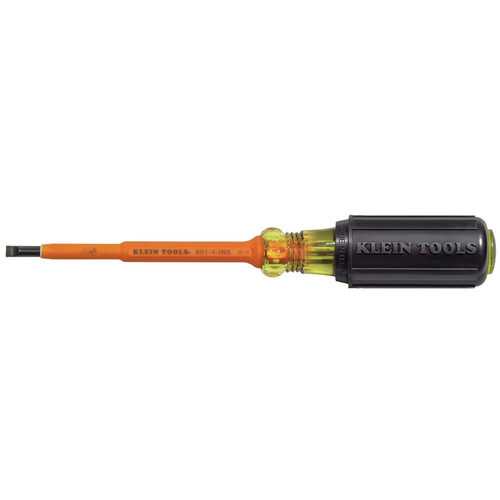 Screwdrivers | Klein Tools 601-4-INS 3/16 in. Cabinet 4 in. Insulated Screwdriver image number 0