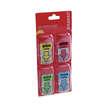 Universal Deluxe 1 in. x 1.75 in. "Sign Here" Message Arrow Flags - Assorted Colors (120/Pack)
