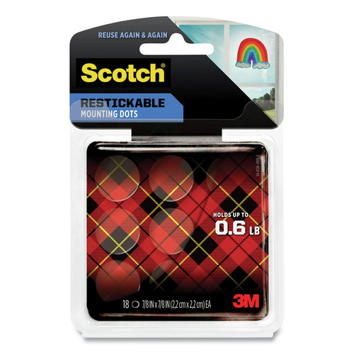 Bulk Savings Pricing 2 | Scotch R105S 0.88 in. x 0.88 in. Restickable Mounting Tabs - Clear (18/Pack) image number 0