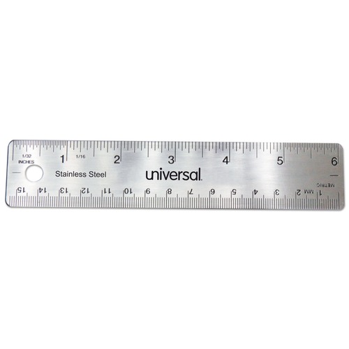 Rulers & Yardsticks | Universal UNV59026 Stainless Steel Standard/Metric 6 in. Ruler image number 0