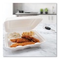 Food Trays, Containers, and Lids | Dart 80HT3R 3-Compartment 7.5 in. x 8 in. x 2.3 in. Foam Hinged Lid Containers - White (200/Carton) image number 7
