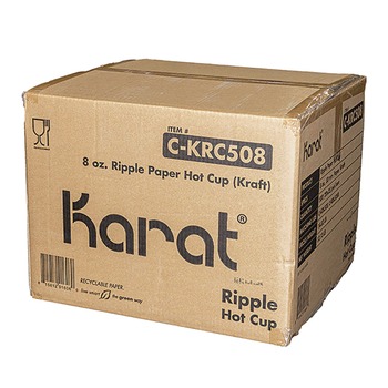 Karat 8 oz Ripple Hot Cups - Kraft/White (500/Carton)