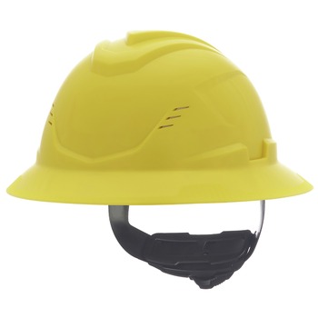 MSA 10215832 V-Gard C1 Fas-Trac III Full Brim Vented Hard Hat - Yellow