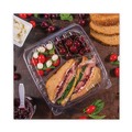 Food Trays, Containers, and Lids | Dart C95PST3 3-Compartment 9.4 in. x 8.9 in. x 3 in. Hinged-Lid Plastic Containers with ClearSeal (100/Bag, 2 Bags/Carton) image number 4