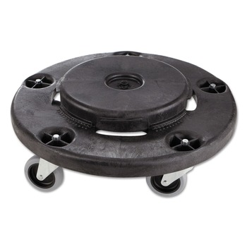 DOLLIES | Rubbermaid Commercial FG264000BLA 18 in. x 6.63 in. 250 lbs. Capacity Brute Round Twist On/Off Dolly - Black