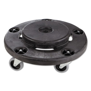 Rubbermaid Commercial 18 in. x 6.63 in. 250 lbs. Capacity Brute Round Twist On/Off Dolly - Black