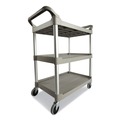 Utility Carts | Rubbermaid Commercial FG342488PLAT Economy 3-Shelf Plastic Cart - Platinum image number 1