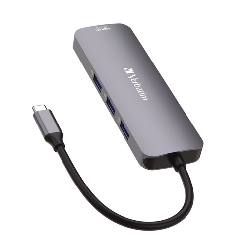 Office Electronics & Batteries | Verbatim 32151 USB-C Pro Multiport Hub8 Port - Gray image number 0