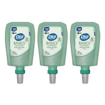 Dial Professional 17000 16718 1 L Basics Hypoallergenic Foaming Hand Wash Refill for FIT X1 Touch-Free Dispenser - Fresh Floral Scent (3/Carton)