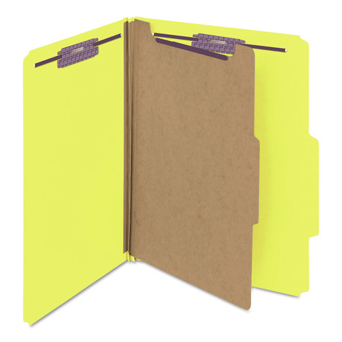  | Smead 13734 Pressboard Four-Section Top Tab Classification Folders - Letter, Yellow (10/Box) image number 0