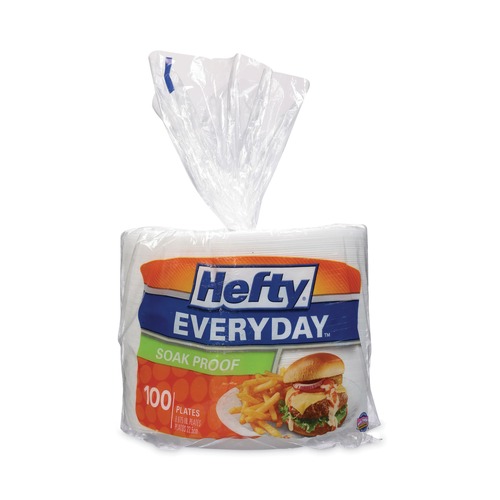 Just Launched | Hefty D28100 Soak Proof Tableware, Foam Plates, 8 7/8-in Dia (100/Pack) image number 0