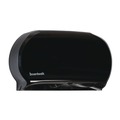 Paper Towels and Napkins | Boardwalk R4070BKBW 20.25 in. x 6 in. x 12.25 in. Jumbo Twin Toilet Tissue Dispenser - Black image number 2