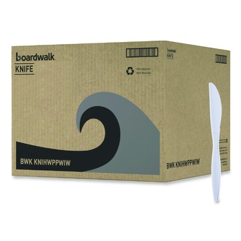 Boardwalk BWKKNIHWPPWIW Heavyweight Wrapped Polypropylene Knife - White (1000/Carton)