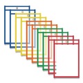 Office Jansan | C-Line 41610 Super Heavy-Duty Top Load 6 in. x 9 in. Insert Reusable Dry Erase Pockets - Clear Front, Assorted Border Colors (10/Pack) image number 0