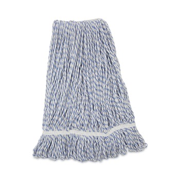 Boardwalk Narrow Floor Finish Rayon/Polyester Mop Head - Large, White/Blue (12/Carton)