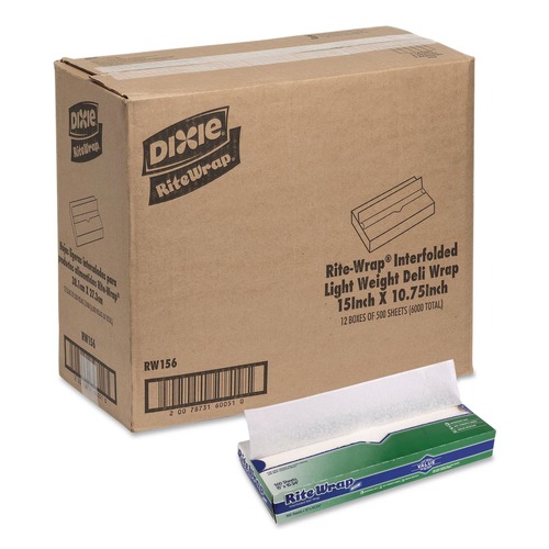 Cutlery | Dixie RW156 15.12 in. x 10.75 in. Dry Wax Lightweight Deli Paper (12/Carton) image number 0