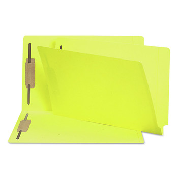 Smead 0.75 in. Expansion 2 Fasteners Legal Size Heavyweight Colored End Tab Fastener Folders - Yellow Exterior (50/Box)