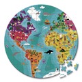 Office & Office Supplies | Janod J02655 Ages 7 Years and Up Round Double-Sided Planet Suitcase Cardboard Puzzle - Blue image number 1