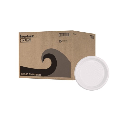 Bowls and Plates | Boardwalk BWKPLTHIPS6WH Hi-Impact 6 in. Plastic Dinner Plates - White (1000/Carton) image number 0