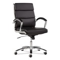  | Alera ALENR4219 Neratoli Series Supports Up to 275 lbs. Mid-Back Slim Profile Faux Leather Chair - Black Seat/Back, Chrome Base image number 1