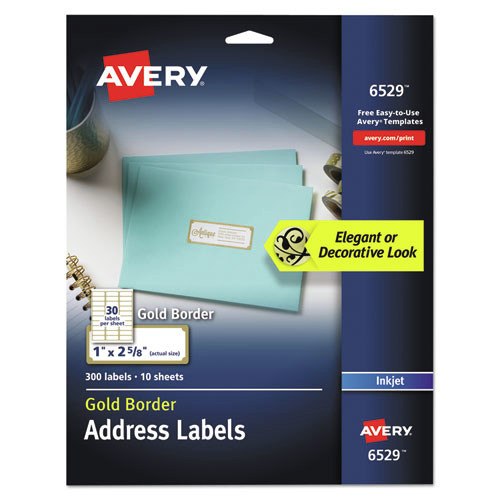  | Avery 06529 Easy Peel 1 in. x 2.63 in. Address Labels with Border - White (10 Sheets/Pack, 30/Sheet) image number 0