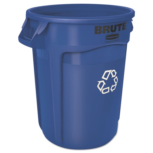 Trash & Waste Bins | Rubbermaid Commercial FG263273BLUE Brute Recycling Container, Round, 32 Gal, Blue image number 0