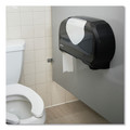 Just Launched | San Jamar R4070BKSS 20-1/14 in. x 5-7/8 in. x 11-9/10 in. Twin Jumbo Bath Tissue Dispenser - Black/Faux Stainless Steel image number 7