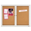  | Quartet 2124 48 in. x 36 in. Cork/Fiberboard Enclosed Cork Bulletin Board - Silver Aluminum Frame image number 0