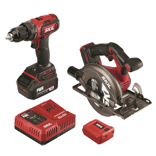 Combo Kits | Skil CB7475-1A 20V PWRCORE20 Brushless Lithium-Ion 1/2 in. Cordless Drill Driver and 6-1/2 in. Circular Saw Combo Kit (4 Ah) image number 0