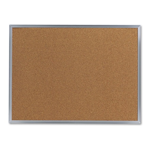 Office Jansan | Universal 43612-UNV 24 in. x 18 in. Cork Bulletin Board - Tan Surface, Aluminum Frame image number 0