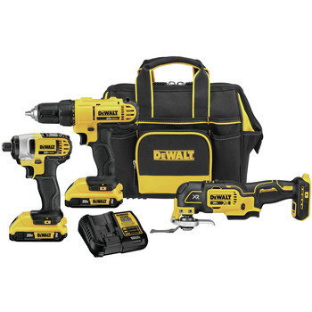 Factory Reconditioned Dewalt 20V MAX Lithium-Ion Cordless 3-Tool Combo Kit (2 Ah)