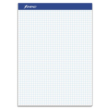 Ampad 20-210 100 Sheet 4 sq/in. Quadrille Rule 8.5 in. x 11.75 in. Pad - White (1 Pad)
