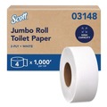 Cleaning & Janitorial Supplies | Scott 03148 3.55 in. x 1000 ft. 2-Ply Essential JRT Jumbo Roll Septic Safe Tissue - White (4 Rolls/Carton) image number 0