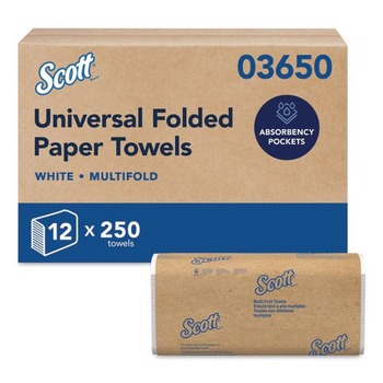 Scott 9.2 in. x 9.4 in. Multi-Fold Towels - White (3000/Carton)