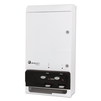 HOSPECO Evogen 14 in. x 7.75 in. x 26.25 in. Metal Feminine Hygiene Dispenser - White/Black