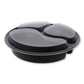 Labor Day Sale! Save $30 off $199! | Pactiv Corp. NC9388B Newspring VERSAtainer 3 Compartment 39 oz. 9 in. x 9 in. x 2.25 in. Round Plastic Microwavable Containers - Black/Clear image number 0