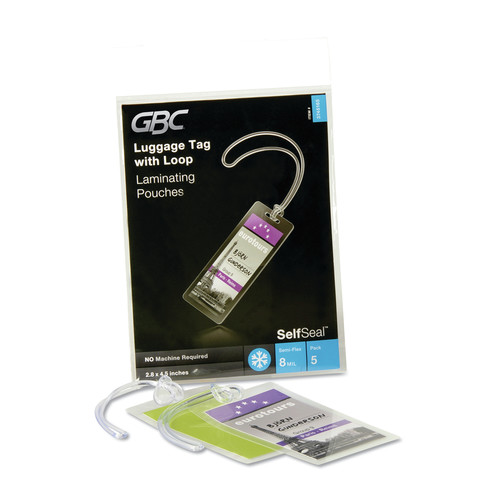Office Jansan | GBC 3745165CF SelfSeal 2.88 in. x 4.63 in. 8 mil Self-Adhesive Laminating Pouches and Single-Sided Sheets - Gloss Clear (5/Pack) image number 0