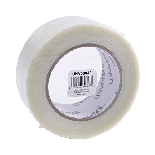 Office Jansan | Universal UNV30048 3 in. Core 48 mm. x 54.8 m. #120 Utility Grade Filament Tape - Clear (1-Roll) image number 0