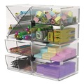 Office Jansan | Deflecto 350301 6 in. x 7.2 in. x 6 in. 4 Compartments 4 Drawers Stackable Plastic Cube Organizer - Clear image number 8