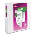 Office Jansan | Avery 17030 3 Slant Rings 3 in. Capacity 11 in. x 8.5 in. Durable View Binder with DuraHinge - White (4/Pack) image number 2