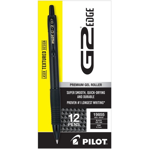 Pens | Pilot 19855 G2 Edge Premium Fine 0.7 mm Gel Pen - Black Ink/Black Barrel (1-Dozen) image number 0