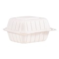 Food Trays, Containers, and Lids | Dart 60MFPPHT1 ProPlanet 6 in. x 6.3 in. x 3.3 in. Polypropylene Hinged Lid Containers - White (400-Piece/Carton) image number 1